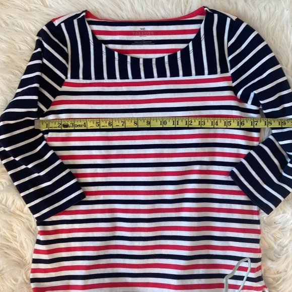 Top 3/4 Sleeve By Talbots Pink and Navy Stripes Size Medium Petite - Picture 6 of 8